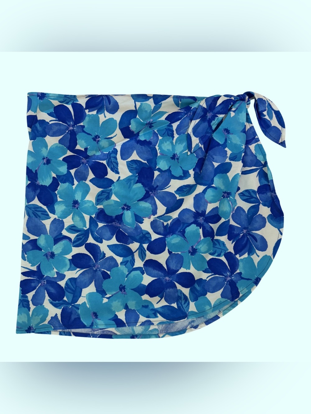 Vintage Sirena Blue Floral Tie-Side Swim Sarong